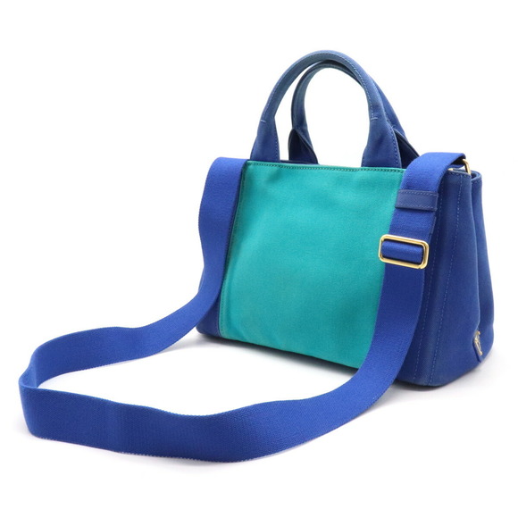 Prada Bag CANAPA Turquoise 2WAY Bag Shoulder Blue Tote - Picture 1 of 8
